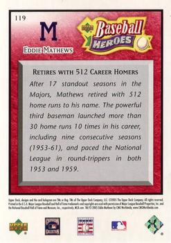 2005 Upper Deck Baseball Heroes - Red #119 Eddie Mathews Back