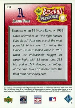 2005 Upper Deck Baseball Heroes - Red #131 Jimmie Foxx Back