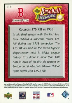 2005 Upper Deck Baseball Heroes - Red #132 Jimmie Foxx Sox Back