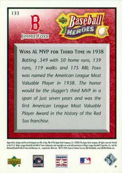 2005 Upper Deck Baseball Heroes - Red #133 Jimmie Foxx Sox Back