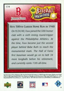 2005 Upper Deck Baseball Heroes - Red #134 Jimmie Foxx Sox Back