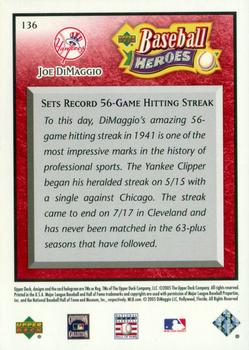 2005 Upper Deck Baseball Heroes - Red #136 Joe DiMaggio Back