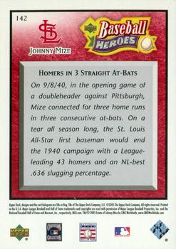 2005 Upper Deck Baseball Heroes - Red #142 Johnny Mize Back
