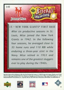 2005 Upper Deck Baseball Heroes - Red #145 Johnny Mize Back