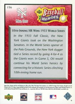 2005 Upper Deck Baseball Heroes - Red #156 Mel Ott Back