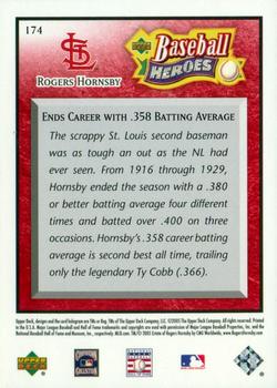 2005 Upper Deck Baseball Heroes - Red #174 Rogers Hornsby Back