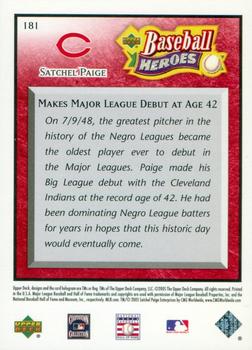 2005 Upper Deck Baseball Heroes - Red #181 Satchel Paige Back