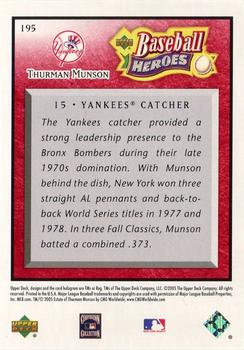 2005 Upper Deck Baseball Heroes - Red #195 Thurman Munson Back