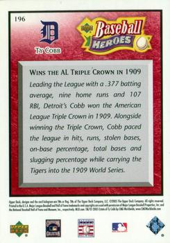 2005 Upper Deck Baseball Heroes - Red #196 Ty Cobb Back