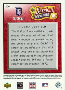2005 Upper Deck Baseball Heroes - Red #200 Ty Cobb Back