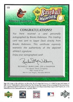 2005 Upper Deck Baseball Heroes - Signature Emerald #10 Brooks Robinson Back