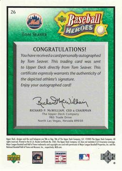 2005 Upper Deck Baseball Heroes - Signature Emerald #26 Tom Seaver Back