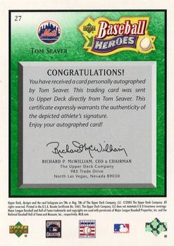 2005 Upper Deck Baseball Heroes - Signature Emerald #27 Tom Seaver Back