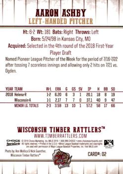 2019 Choice Wisconsin Timber Rattlers #2 Aaron Ashby Back