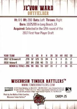 2019 Choice Wisconsin Timber Rattlers #25 Je'von Ward Back