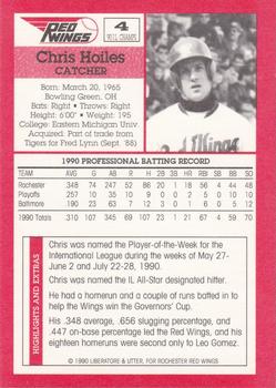 1990 Rochester Red Wings #4 Chris Hoiles Back