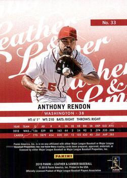 2019 Panini Leather & Lumber - Retail Embossed Gold #33 Anthony Rendon Back