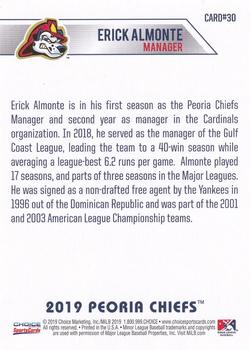 2019 Choice Peoria Chiefs #30 Erick Almonte Back