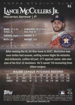 2019 Stadium Club - Red Foil #31 Lance McCullers Jr. Back