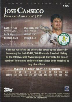 2019 Stadium Club - Red Foil #185 Jose Canseco Back
