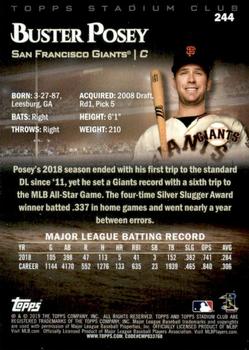 2019 Stadium Club - Red Foil #244 Buster Posey Back