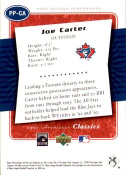 2005 Upper Deck Classics - Post Season Performers #PP-CA Joe Carter Back