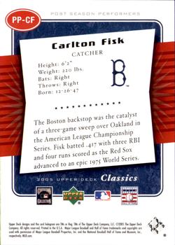 2005 Upper Deck Classics - Post Season Performers #PP-CF Carlton Fisk Back