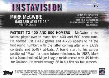 2019 Stadium Club - Instavision #IV-5 Mark McGwire Back