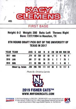2019 Choice New Hampshire Fisher Cats #5 Kacy Clemens Back