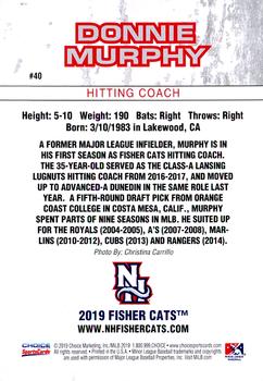 2019 Choice New Hampshire Fisher Cats #40 Donnie Murphy Back