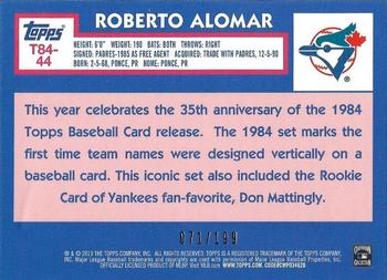 2019 Topps - 1984 Topps Baseball 35th Anniversary Chrome Silver Pack Black (Series Two) #T84-44 Roberto Alomar Back