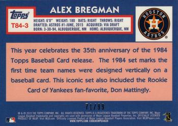 2019 Topps - 1984 Topps Baseball 35th Anniversary Chrome Silver Pack Green (Series Two) #T84-3 Alex Bregman Back