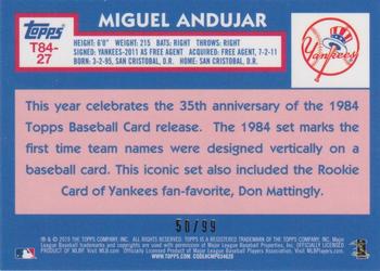 2019 Topps - 1984 Topps Baseball 35th Anniversary Chrome Silver Pack Green (Series Two) #T84-27 Miguel Andujar Back