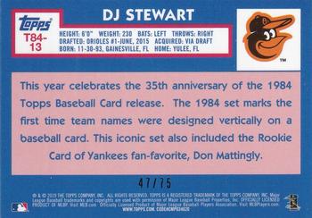 2019 Topps - 1984 Topps Baseball 35th Anniversary Chrome Silver Pack Purple (Series Two) #T84-13 DJ Stewart Back