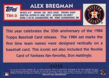 2019 Topps - 1984 Topps Baseball 35th Anniversary Chrome Silver Pack Gold (Series Two) #T84-3 Alex Bregman Back