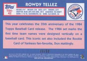 2019 Topps - 1984 Topps Baseball 35th Anniversary Chrome Silver Pack Gold (Series Two) #T84-42 Rowdy Tellez Back