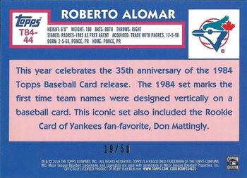 2019 Topps - 1984 Topps Baseball 35th Anniversary Chrome Silver Pack Gold (Series Two) #T84-44 Roberto Alomar Back