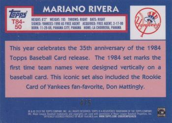 2019 Topps - 1984 Topps Baseball 35th Anniversary Chrome Silver Pack Red (Series Two) #T84-50 Mariano Rivera Back