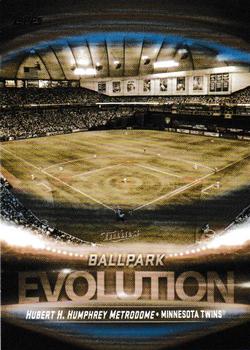 2019 Topps - Evolution Ballpark Blue #ES-10 Hubert H. Humphrey Metrodome / Target Field Front