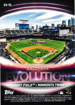 2019 Topps - Evolution Ballpark Blue #ES-10 Hubert H. Humphrey Metrodome / Target Field Back