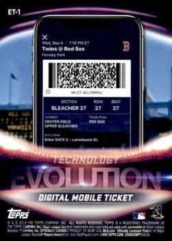 2019 Topps - Evolution Technology #ET-1 Ticket Stubs / Digital Mobile Ticket Back