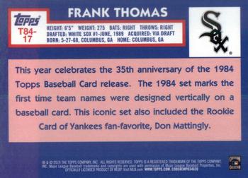 2019 Topps - 1984 Topps Baseball 35th Anniversary Chrome Silver Pack (Series Two) #T84-17 Frank Thomas Back