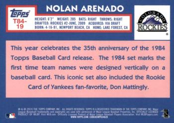 2019 Topps - 1984 Topps Baseball 35th Anniversary Chrome Silver Pack (Series Two) #T84-19 Nolan Arenado Back