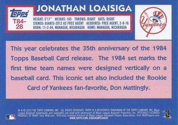 2019 Topps - 1984 Topps Baseball 35th Anniversary Chrome Silver Pack (Series Two) #T84-28 Jonathan Loaisiga Back