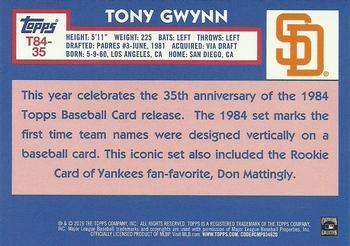 2019 Topps - 1984 Topps Baseball 35th Anniversary Chrome Silver Pack (Series Two) #T84-35 Tony Gwynn Back