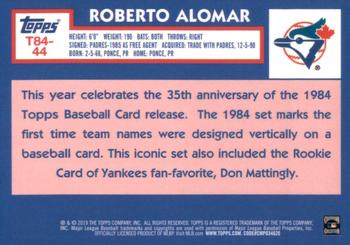 2019 Topps - 1984 Topps Baseball 35th Anniversary Chrome Silver Pack (Series Two) #T84-44 Roberto Alomar Back