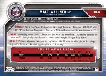 2019 Bowman Draft #BD-6 Matt Wallner Back