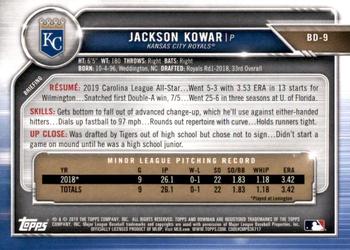 2019 Bowman Draft #BD-9 Jackson Kowar Back