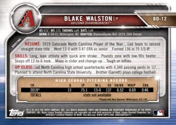 2019 Bowman Draft #BD-12 Blake Walston Back