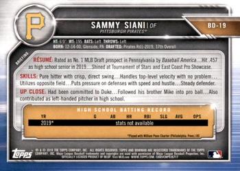 2019 Bowman Draft #BD-19 Sammy Siani Back